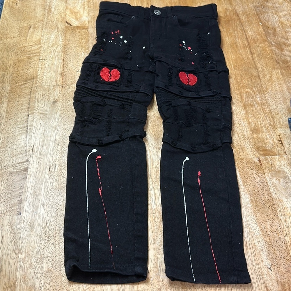 Focus Kids Jeans - Red Heartbreaker Jeans, adjustable waist, size 6